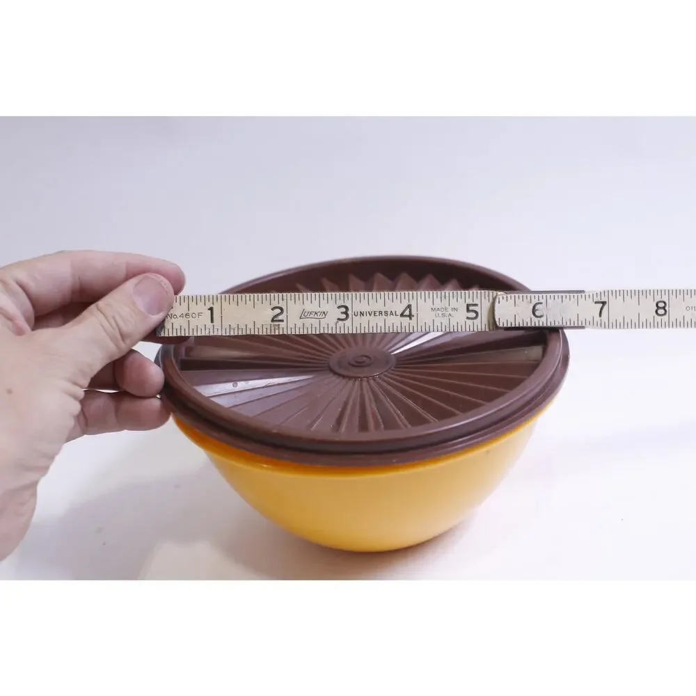 Tupperware, Yellow Bowl, Brown Cap, 6